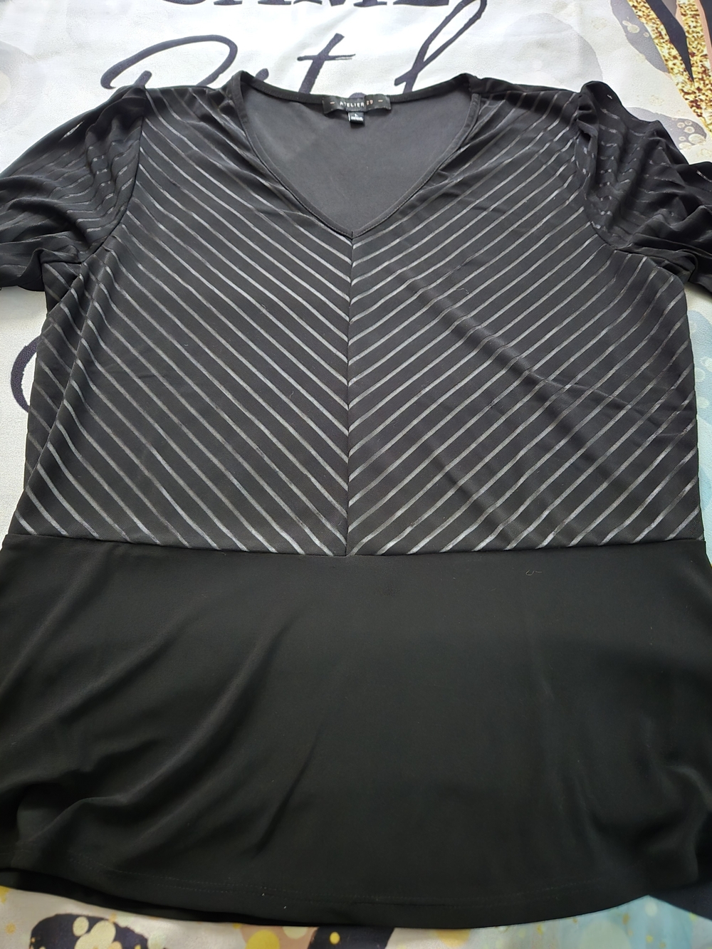 Chic Black Striped V-Neck Blouse- Sophisticate